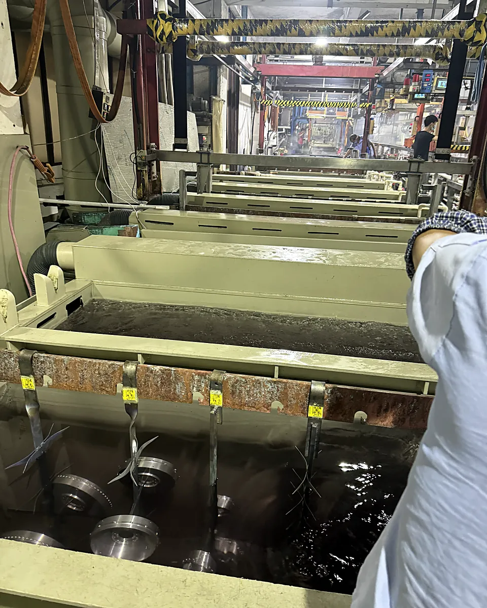 Row of anodizing tanks at a finishing plant in Dongguan