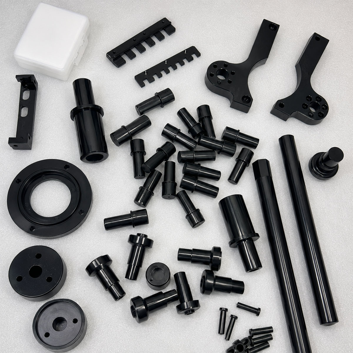 Black anodized surface-finished parts