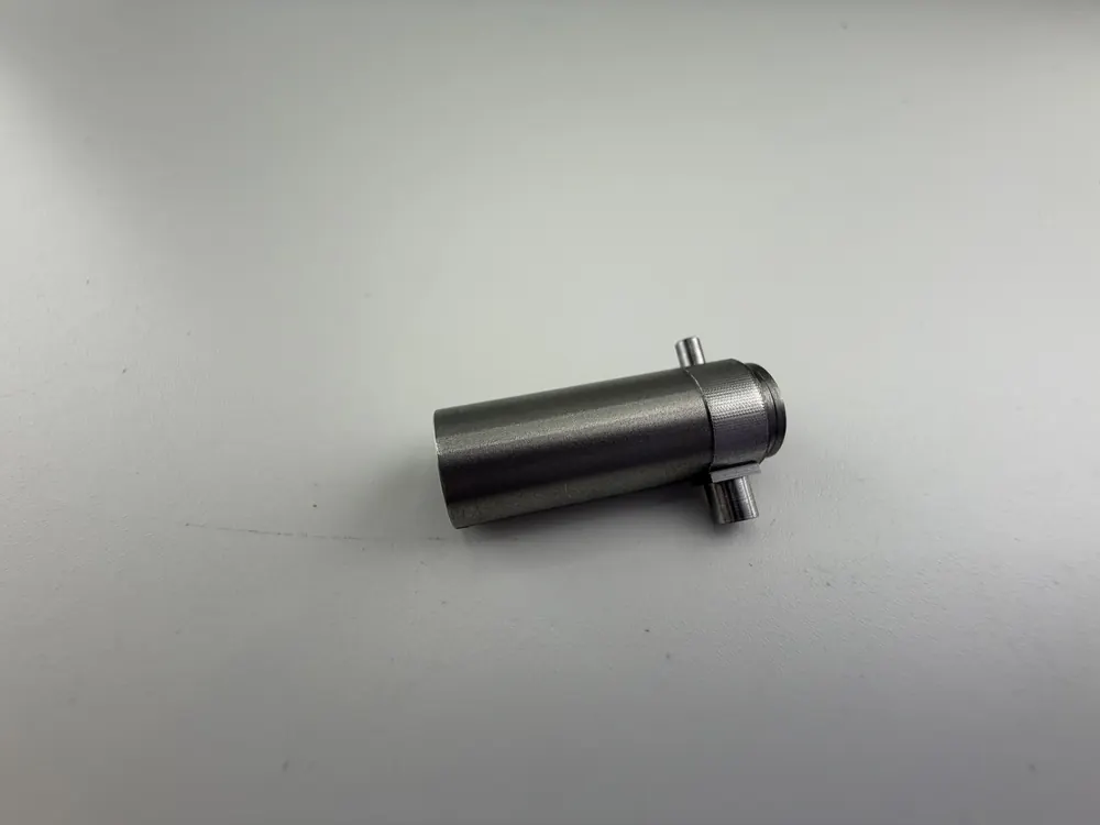 Turned SUS430 motor housing showing the outside diameters and steps