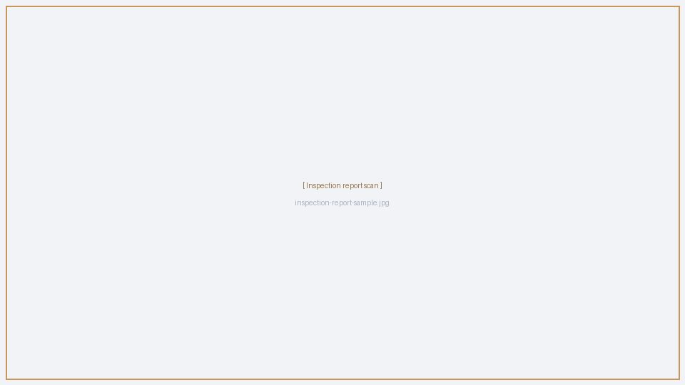 Sample dimensional inspection report